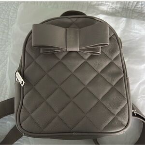 Betsey Johnson Quilted Gray Mini Backpack with Bow